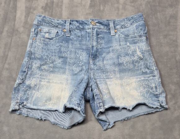 Seven Pants - Seven Womens Blue Distressed Denim Shorts Size 10 Casual Summer